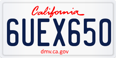 CA license plate 6UEX650