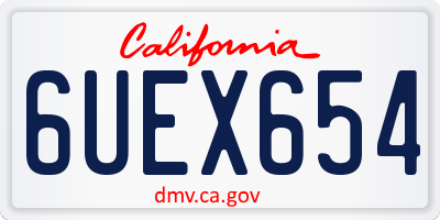 CA license plate 6UEX654