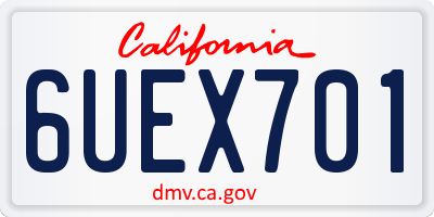 CA license plate 6UEX701