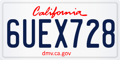 CA license plate 6UEX728