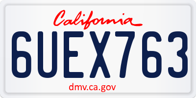 CA license plate 6UEX763