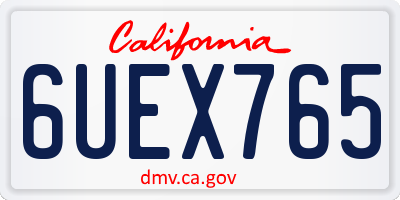 CA license plate 6UEX765