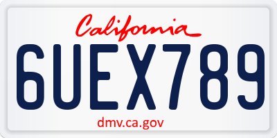 CA license plate 6UEX789