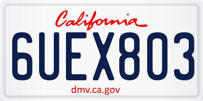 CA license plate 6UEX803