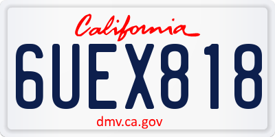 CA license plate 6UEX818