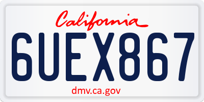 CA license plate 6UEX867