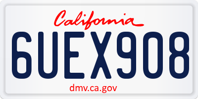 CA license plate 6UEX908