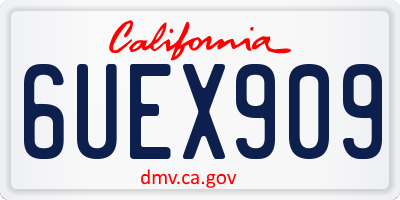 CA license plate 6UEX909