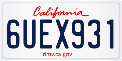 CA license plate 6UEX931