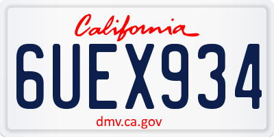 CA license plate 6UEX934