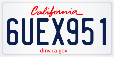 CA license plate 6UEX951
