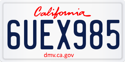 CA license plate 6UEX985