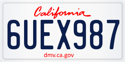 CA license plate 6UEX987