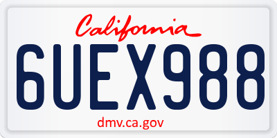 CA license plate 6UEX988