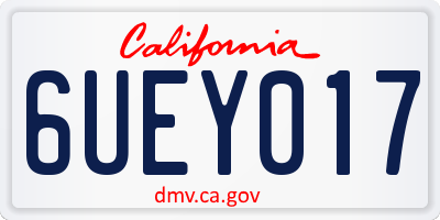 CA license plate 6UEY017