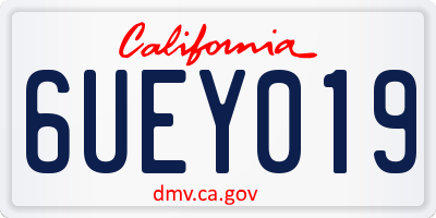 CA license plate 6UEY019