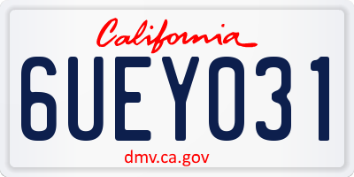 CA license plate 6UEY031