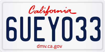 CA license plate 6UEY033