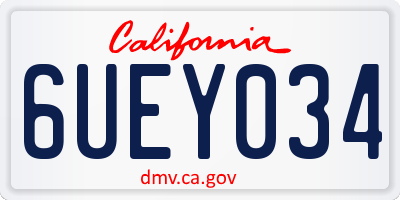 CA license plate 6UEY034