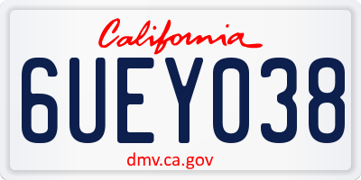 CA license plate 6UEY038
