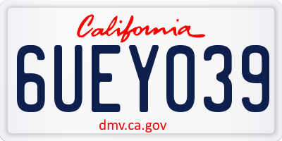 CA license plate 6UEY039
