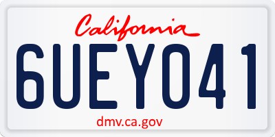CA license plate 6UEY041