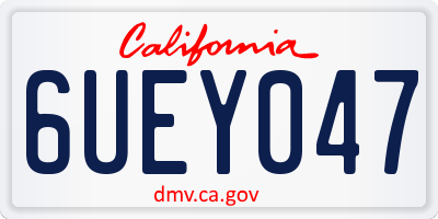 CA license plate 6UEY047