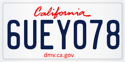 CA license plate 6UEY078