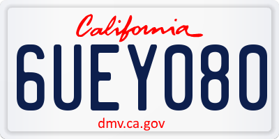 CA license plate 6UEY080