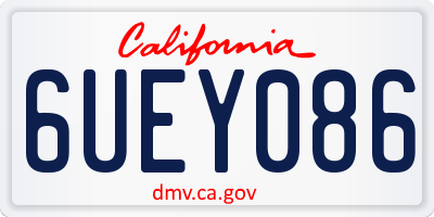 CA license plate 6UEY086