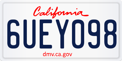 CA license plate 6UEY098