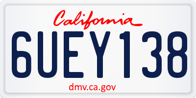 CA license plate 6UEY138