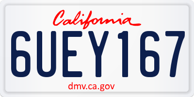 CA license plate 6UEY167