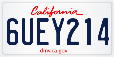 CA license plate 6UEY214