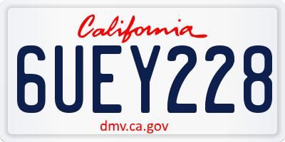 CA license plate 6UEY228