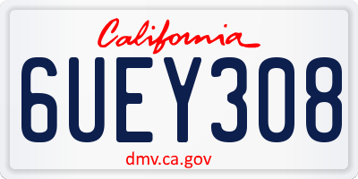 CA license plate 6UEY308