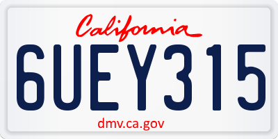 CA license plate 6UEY315