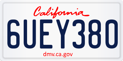 CA license plate 6UEY380