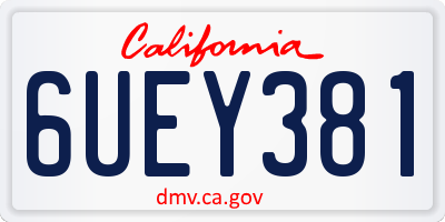 CA license plate 6UEY381
