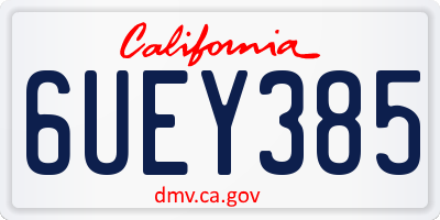 CA license plate 6UEY385