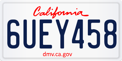 CA license plate 6UEY458