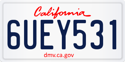 CA license plate 6UEY531