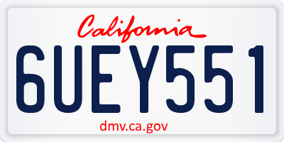 CA license plate 6UEY551