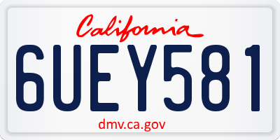 CA license plate 6UEY581