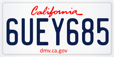 CA license plate 6UEY685