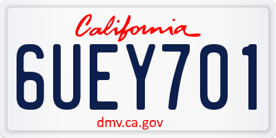 CA license plate 6UEY701
