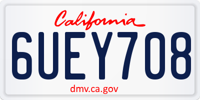 CA license plate 6UEY708
