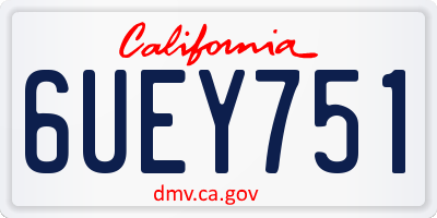 CA license plate 6UEY751