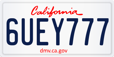CA license plate 6UEY777