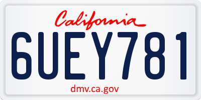 CA license plate 6UEY781
